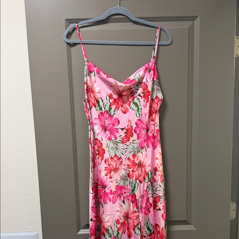 Pink Floral Maxi Slip Dress